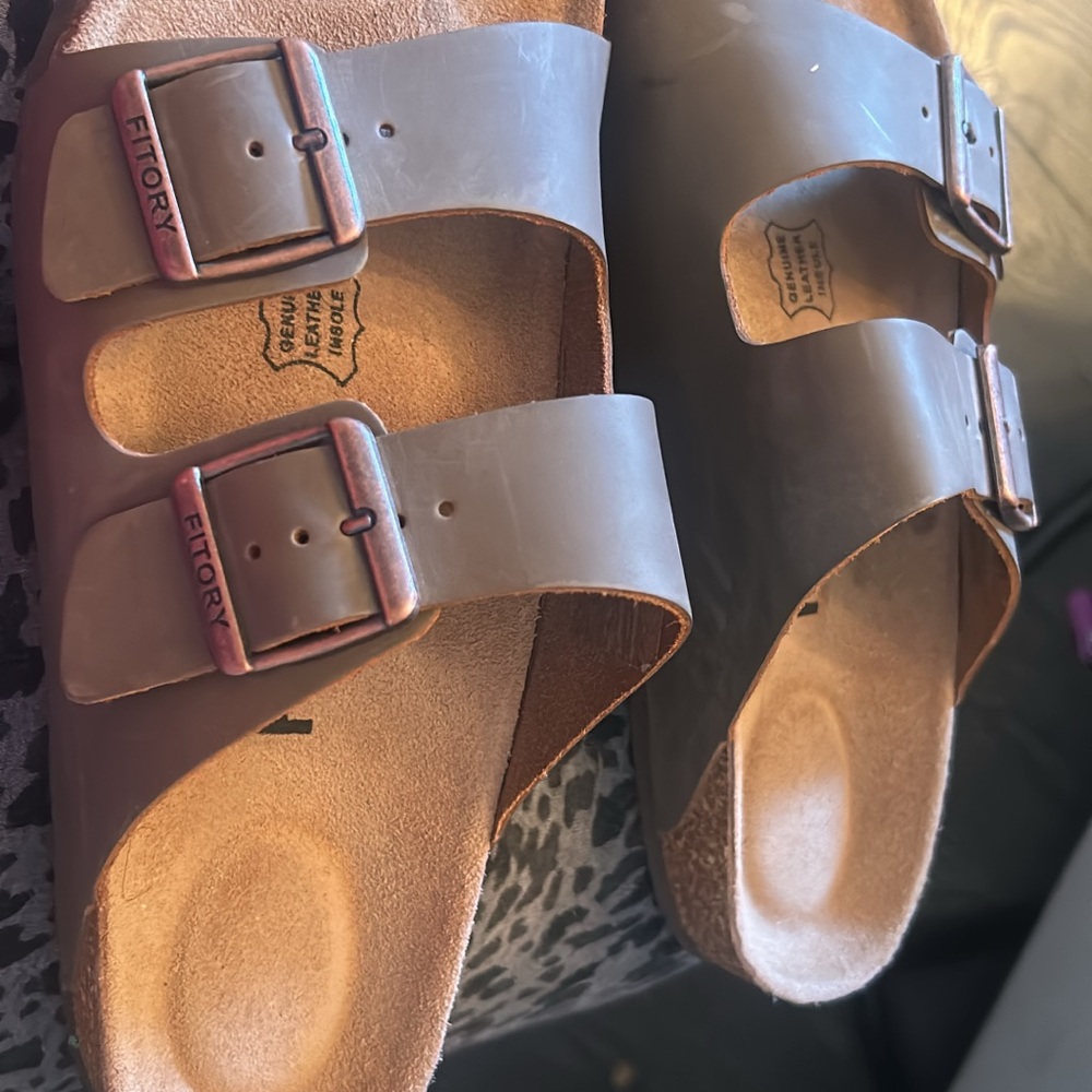 Fitory Women's Tan Slide Sandals